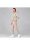 Beige Melange Hooded Kangaroo Pocket Tracksuit Set with Elastic Cuffs Jogger Relaxed Fit Casual Sportswear - 3