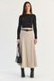 Women's Beige Belted A-Line Long Skirt 4420 60286523 - 2