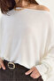Women's Cream Boat Neck Oversize Sleeves Mercerized Cape Knitwear Blouse Tk261145 60286540 - 7