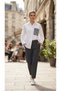 Women's Ecru Oversize Poplin Shirt with Horse Embroidery on the Back and Tweed Pockets - 2