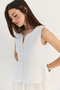 Women's Ecru Metal Button Detailed V-Neck Peplum Knitwear Vest 2785 60286529 - 5