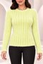 Women's Boat Neck Ribbed Long Beard Fuzzy Soft Textured Long Sleeve Knitwear Sweater Blouse - 2