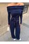 Women's Madonna Collar Draped Blouse and Wide-Leg Pants Two-Piece Set