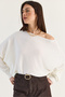 Women's Cream Boat Neck Oversize Sleeves Mercerized Cape Knitwear Blouse Tk261145 60286540 - 5