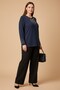 Stone Embellished Plus Size Knitted Knitwear Navy Blue - 2