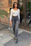 Women's Cropped Leg Jeans with Belt - Anthracite