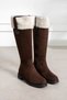 Kcl-Br023 Flat Heel Fur Below-Knee Boots - 6