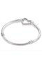 Silver Snake Chain Heart Interlocking Charm Bracelet - Silver Color Snake Chain Charm Bracelet with Heart Clip – Tarnish-Free Stainless Steel Flexible Everyday Women's Jewelry - 3