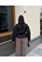 Women's Black Snap-Closure Stand Collar Suede Jacket - 8