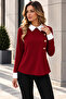 Women's Long Sleeve White Collared Button Detailed Stylish Crepe Blouse