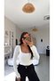 Ecru Square Neck Crop Cotton Long Sleeve Basic - 5