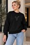 Crew Neck Sweatshirt with Bird Embroidery