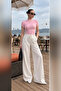 Women's Light Pink Short Sleeve Blouse - 3