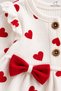 Baby Girl Set with Heart Patterned Bow and Headband, 3-Piece Top and Bottom Set for 3, 6, 9, 12 Months - 4