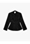 Jacquard Long Sleeve Buttoned Mandarin Collar Blazer Jacket - 3
