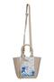 Women's Vegan Leather Cream Tote Bag - Japanese Waves Design - 6