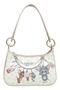 Women's Vegan Leather Cream Shoulder Bag - Warner Bros Tom and Jerry Charms Seamless Design