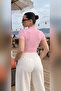 Women's Light Pink Short Sleeve Blouse - 4