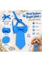 Blue Adjustable Ribbon Cat and Dog Tie - Pet Accessory with Bow Tie (Max Neck Circumference 50 cm)