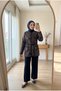 Women's Hijab Shawl Patterned Lace-Up Pocketed Long Jacket Cardigan - 2