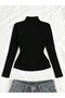 Long Sleeve Gothic Graphic Printed Turtleneck Blouse Body - 2