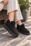 Women's Anatomical Comfortable Mini Suede Boots with Fur Inside Thick Sole Winter Women's Ankle Boots Shoes Black - 8