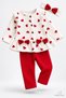 Baby Girl Set with Heart Patterned Bow and Headband, 3-Piece Top and Bottom Set for 3, 6, 9, 12 Months - 6