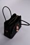 Black leather hand and shoulder bag with scarf detail - 4