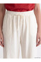 Vizyon New Season Ecru Elastic Waist Linen Blend Women's Trousers - 3