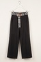 Black Pocketed Belted Elastic Waist Straight Leg Casual Lycra Woven Trousers 100 60 - 2