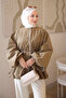 Khaki Sleeveless Drawstring Waist Jacket with Lace Detail - 5