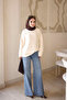 Cream Crew Neck Stoned Angora Soft Knit Sweater - 3