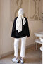 Black Asymmetrical Cut Tunic with Waist Tie - 5