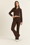 Women's Bitter Coffee Modal Double Zipper Crop Cardigan Spanish Flare Pants Set 36051 60286544 - 6