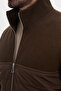 Ribbed Slim Fit High Collar Zippered Knitwear Men's Coat Brown - 39675.26K - 2