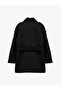 Belted, Buttoned, Epaulettes, Pocketed, Stand Collar Cashmere Coat - 2