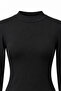 2243 Women's Half Turtleneck Long Sleeve Slim Fit Blouse Black - 2