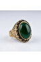 Bronze Women's Ring Authentic Copper Jewelry Zircon Inlaid Green Oval Stone Large Adjustable Vintage - 4