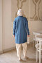 Indigo Mercerized Knitwear Tunic with Sleeve Collar Detail - 5