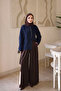 Navy Blue Buttoned Angora Soft Knit Cardigan - 2