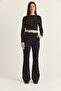 Women's Black High Waist Thick Belted Spanish Trotting Fabric Trousers 20344 60286549 - 2