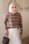 Dark Mink Striped Cold Yarn Knitwear Cardigan - 4