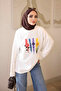 Ecru bicycle collar printed sweatshirt - 4