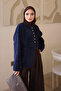 Navy Blue Buttoned Angora Soft Knit Cardigan - 4