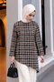 Plaid Asymmetrical Cut Tunic Tsd260298 Gray - 2