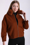 Red Brown Cashmere Jacket with Fox Accessories - 3