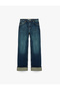 Cotton Regular Waist Pocketed Long Straight-Leg Denim Trousers - Straight Fit Jean