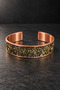 Mosaic Textured Pure Copper Body Open-Ended Handcuff Bracelet for Women and Men - 3