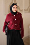Burgundy Buttoned Angora Soft Knit Cardigan