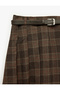 Pleated Plaid Mini Shorts Skirt with Belt Detail - 3